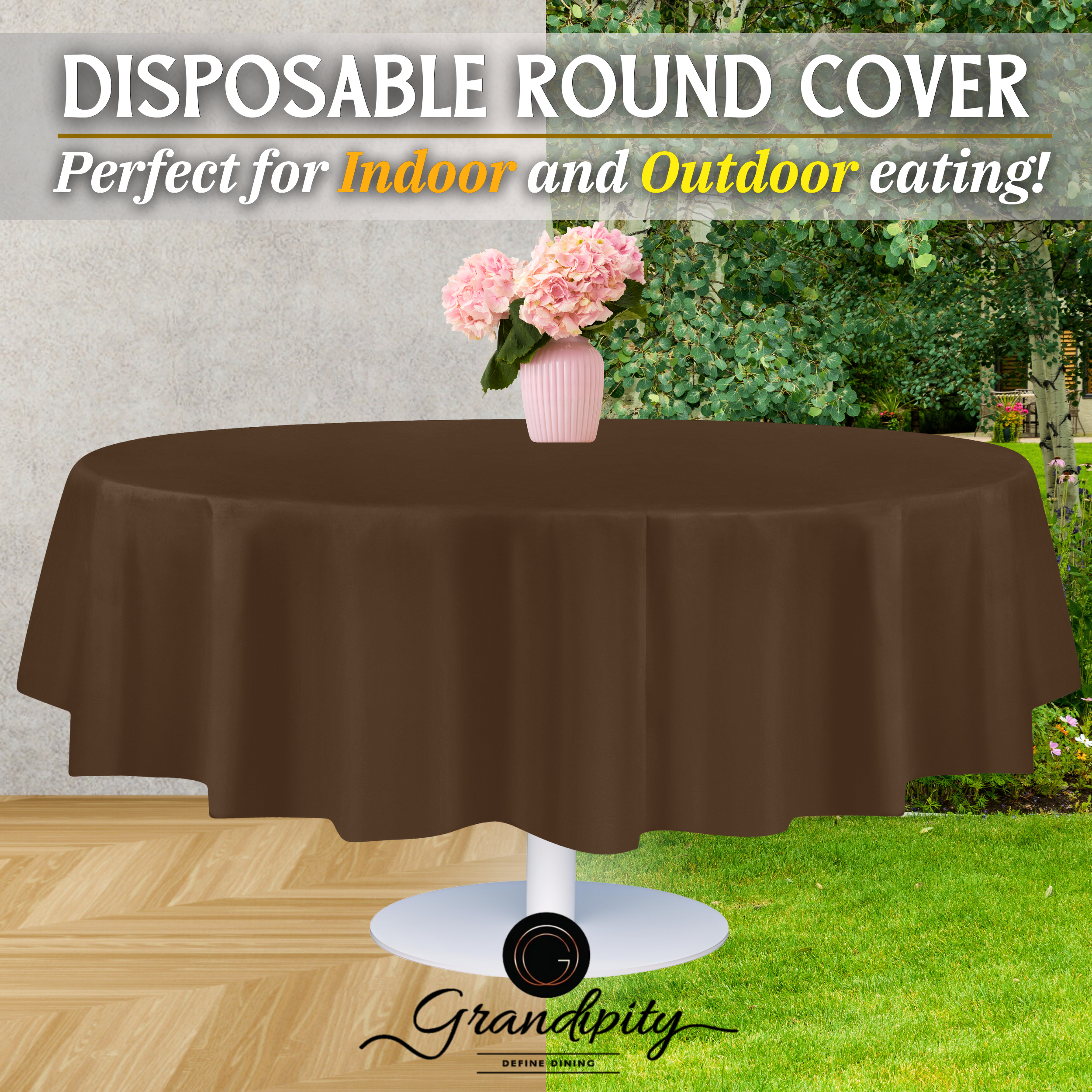 Brown Premium Round Plastic Table Cover