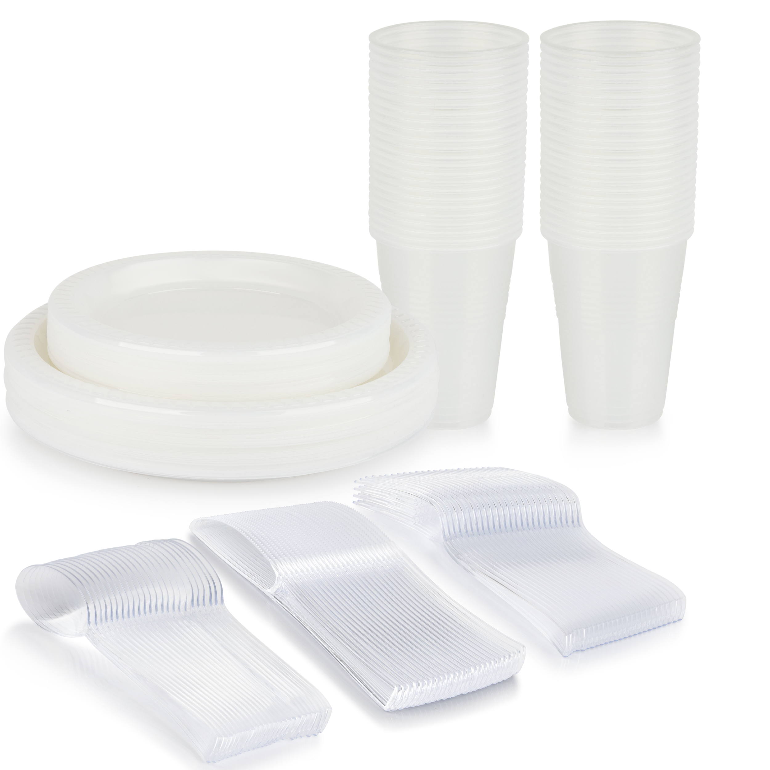 720 Pcs Clear Party Plastic Dinnerware Set