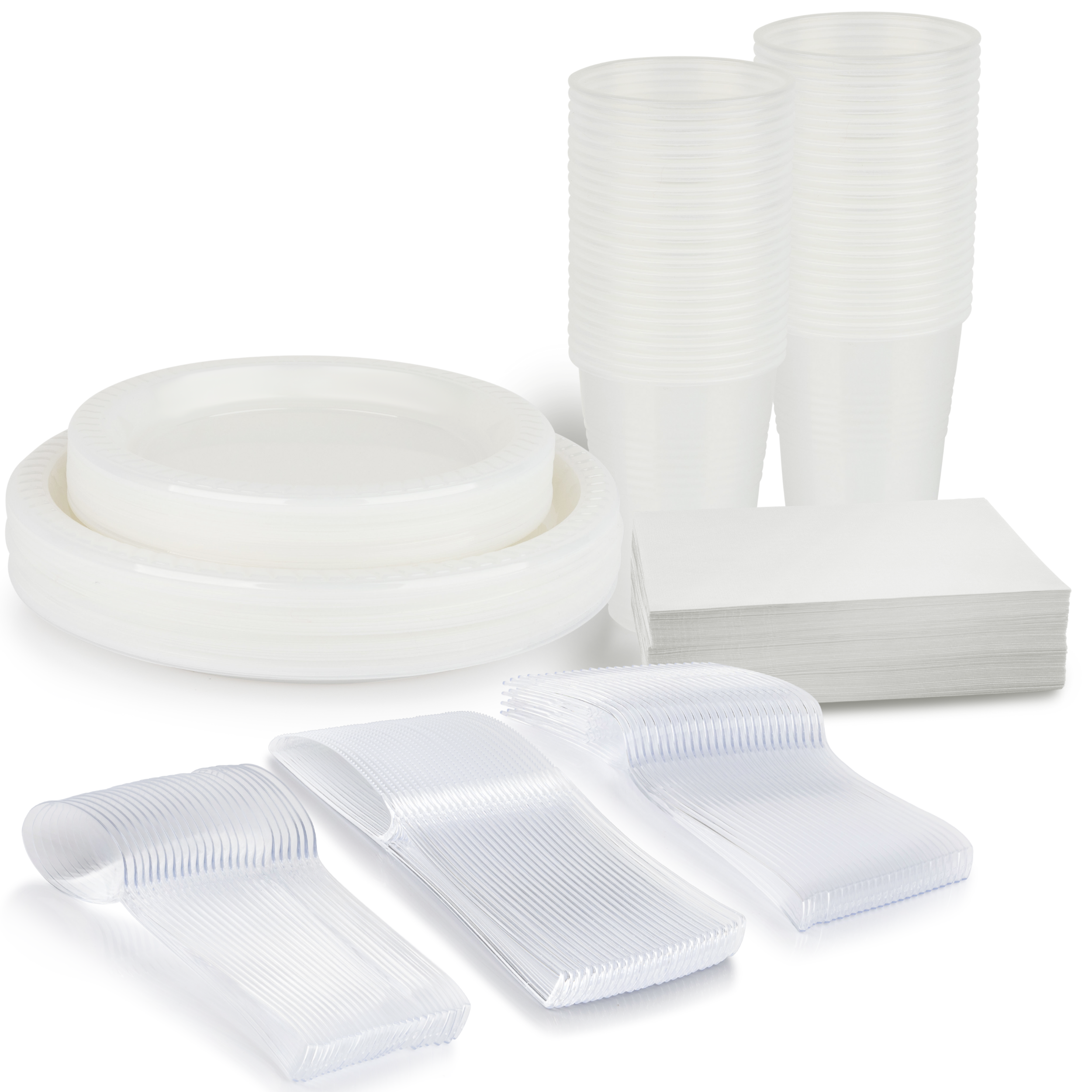 350 Pcs Clear Party Plastic Dinnerware Set