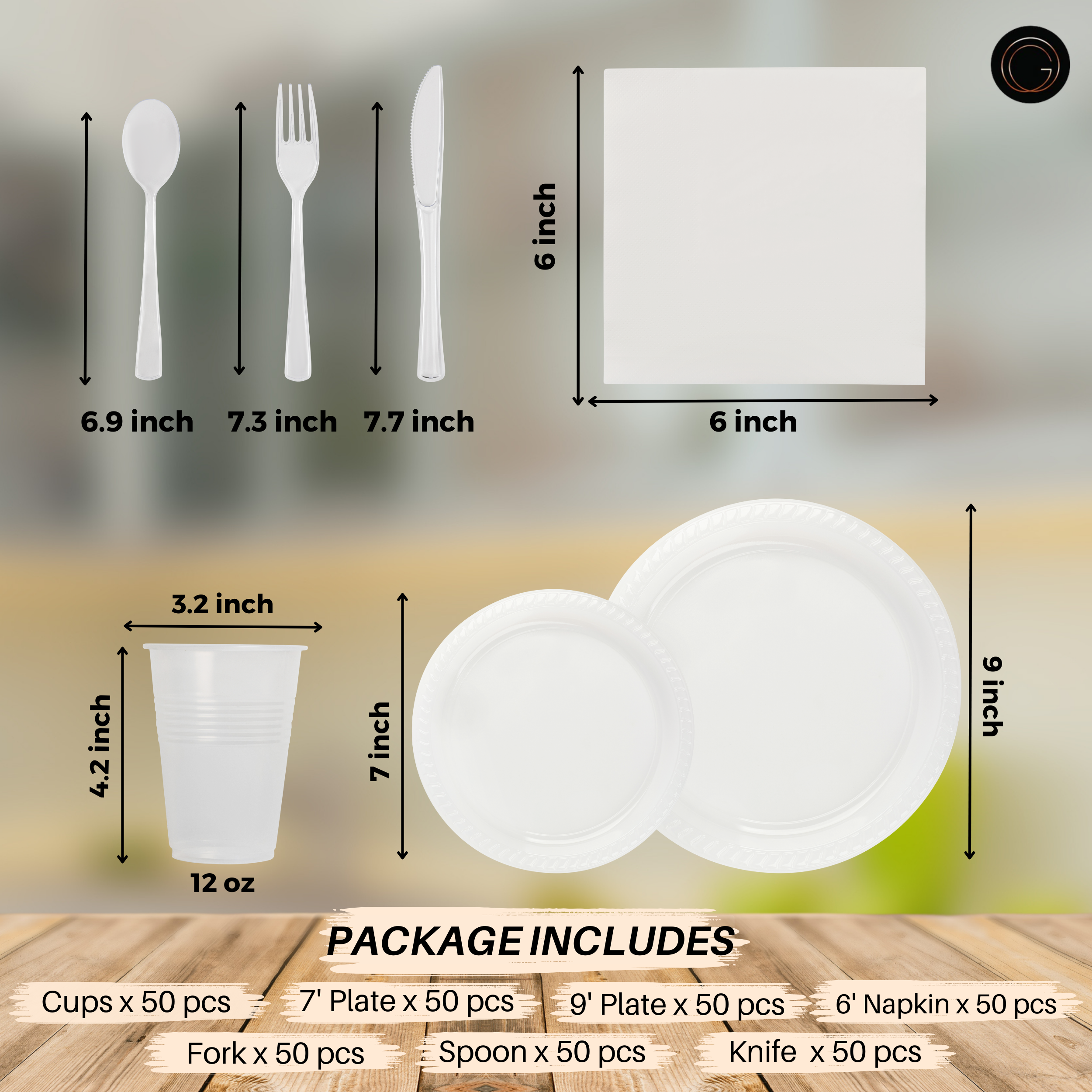 350 Pcs Clear Party Plastic Dinnerware Set