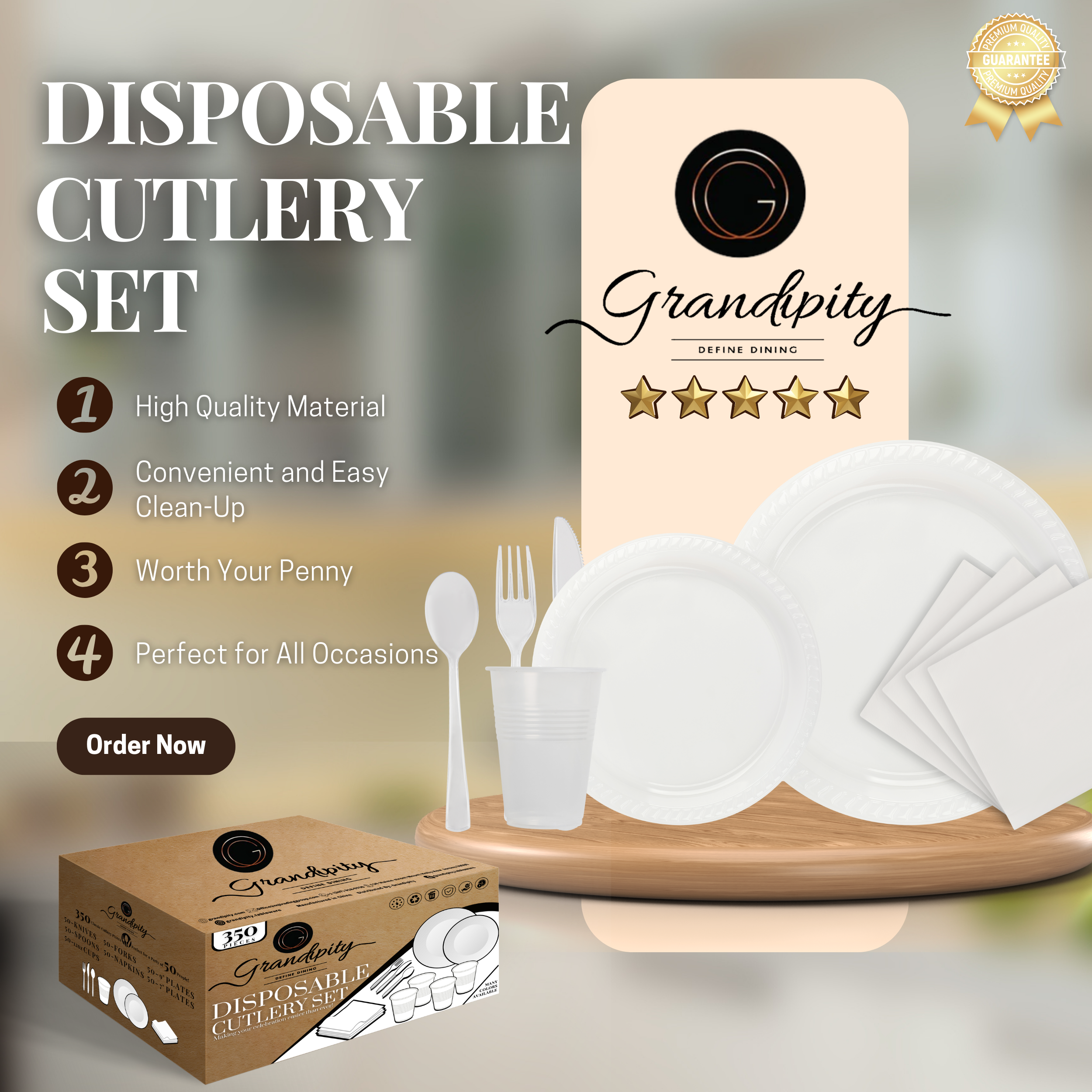 350 Pcs Clear Party Plastic Dinnerware Set