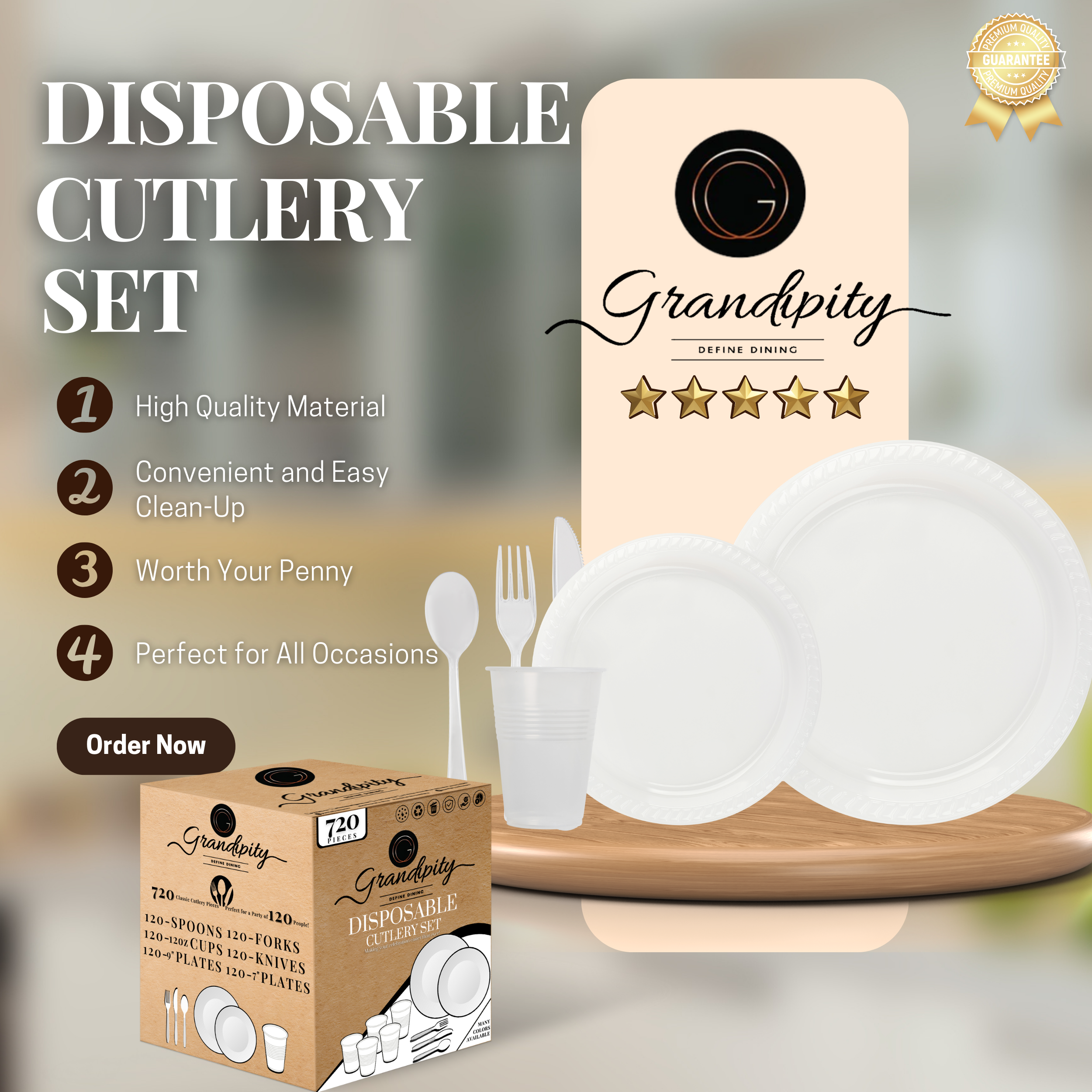 720 Pcs Clear Party Plastic Dinnerware Set