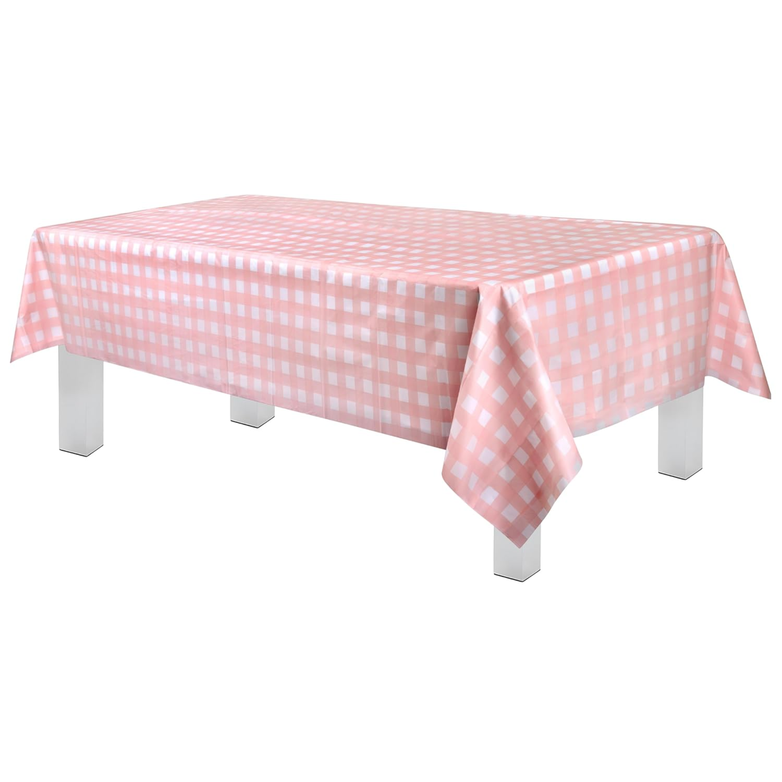 Pink Gingham Premium Rectangle Plastic Table Cover