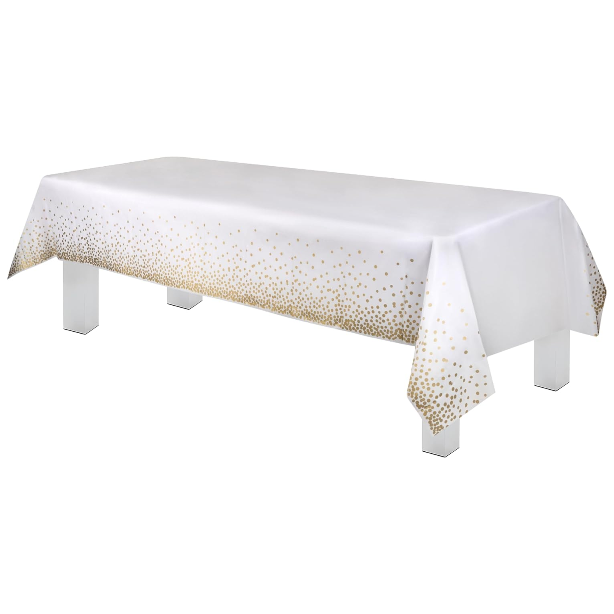 Gold Dots White Premium Rectangle Plastic Table Cover