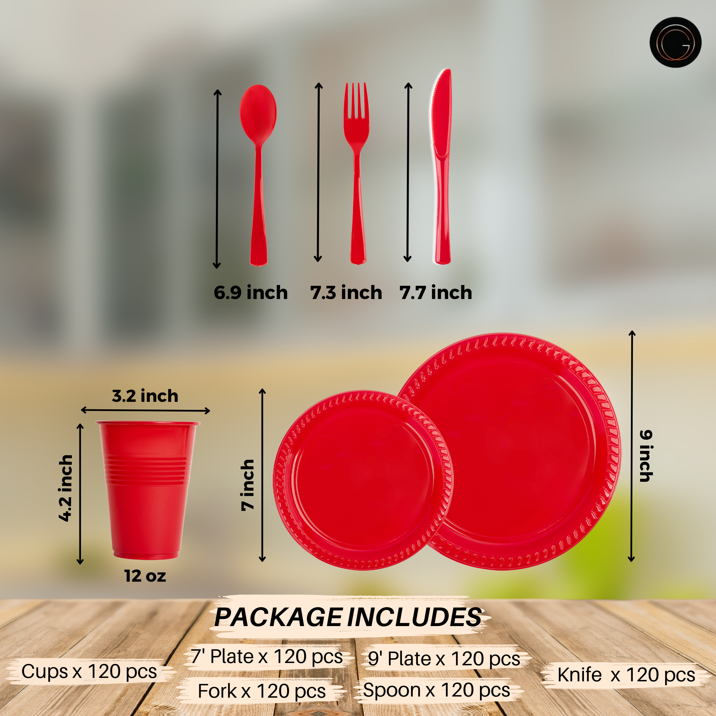 720 Pcs Red Party Plastic Dinnerware Set