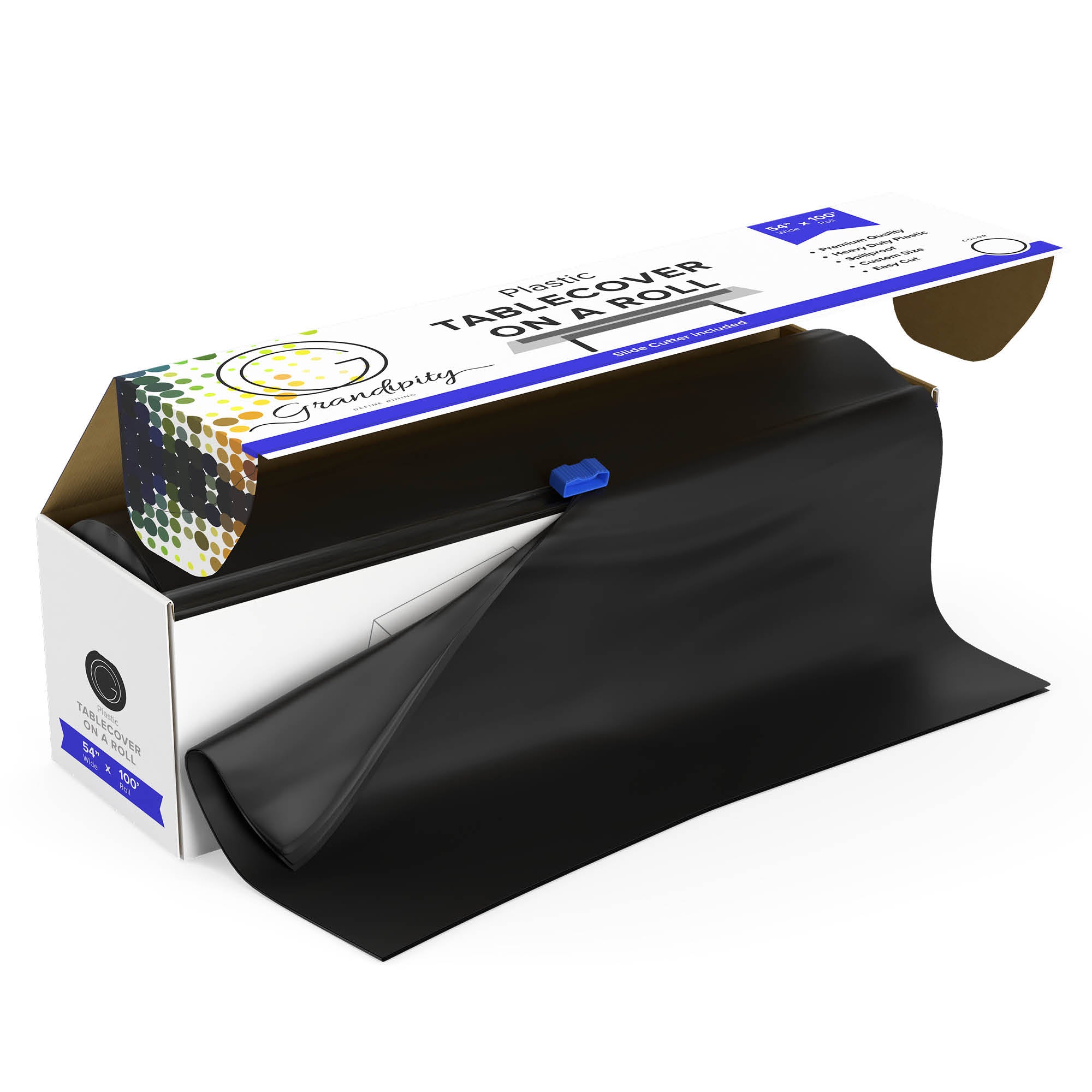 Black Self-Cutting Plastic Table Cover Roll