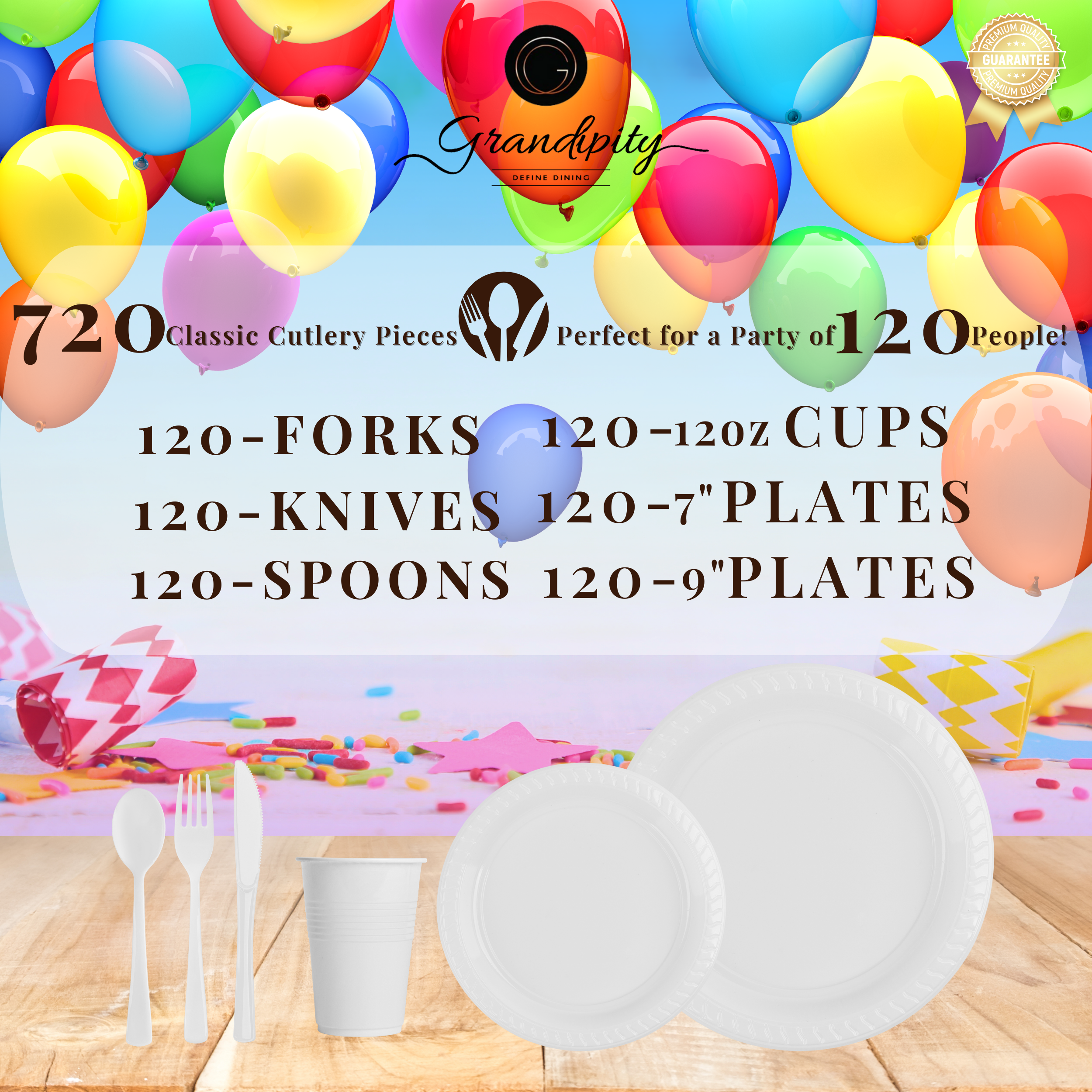720 Pcs Clear Party Plastic Dinnerware Set