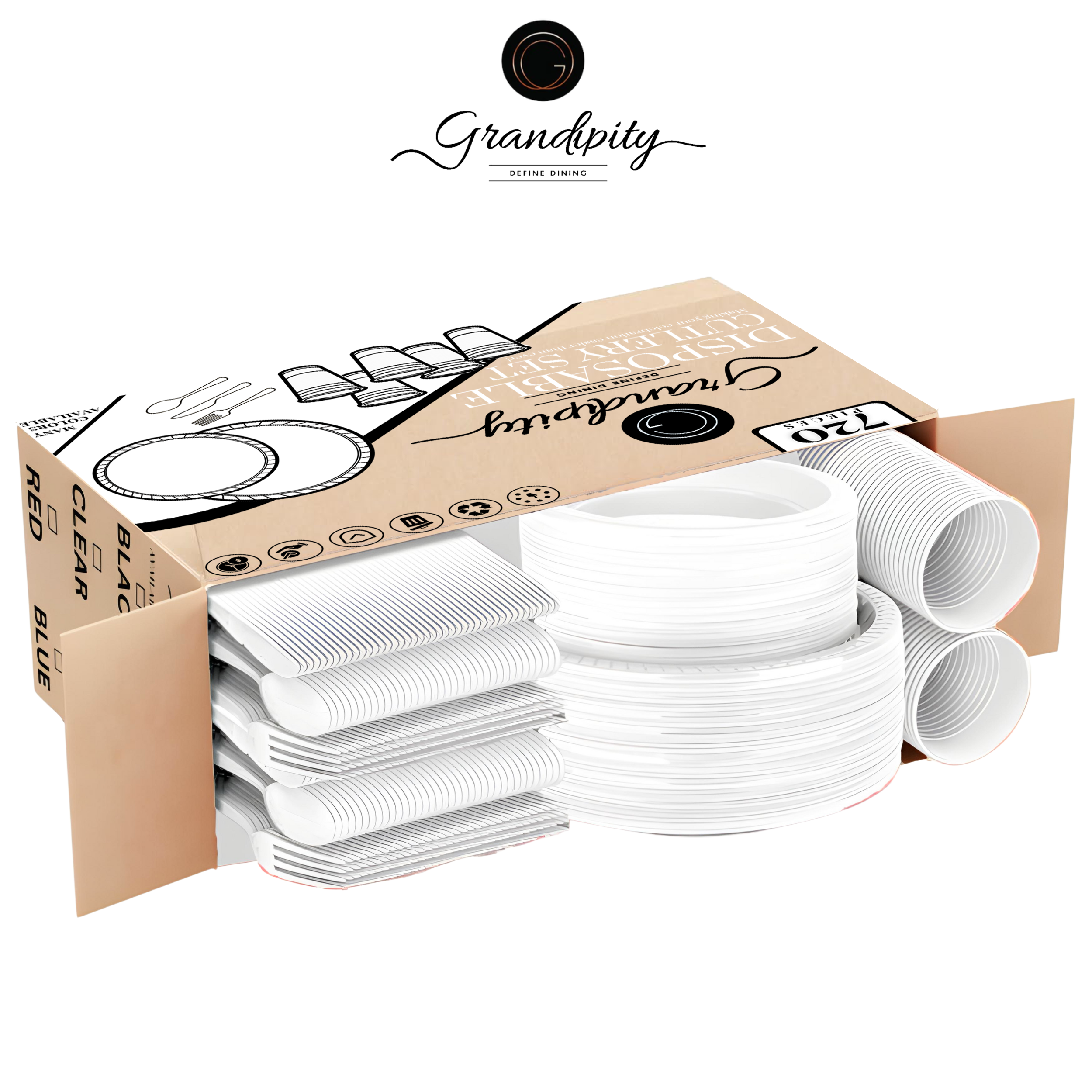 350 Pcs Clear Party Plastic Dinnerware Set