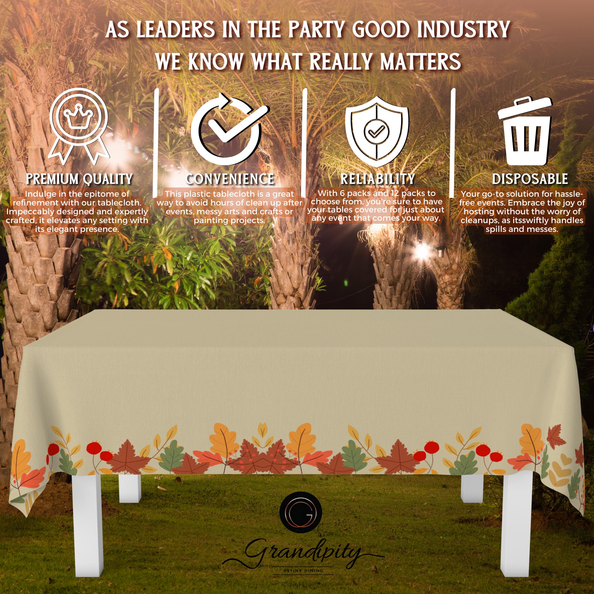 Thanksgiving Beige Premium Rectangle Plastic Table Cover