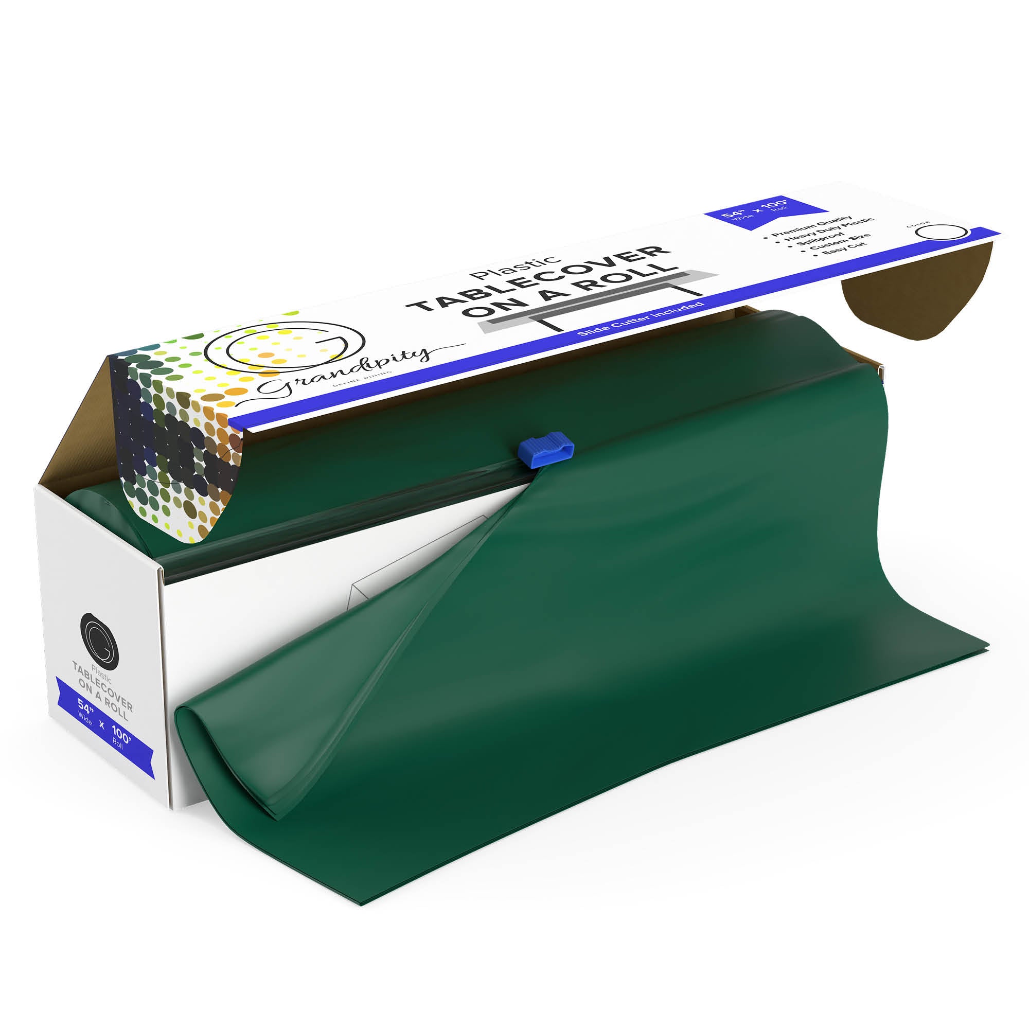 Dark Green Self-Cutting Plastic Table Cover Roll