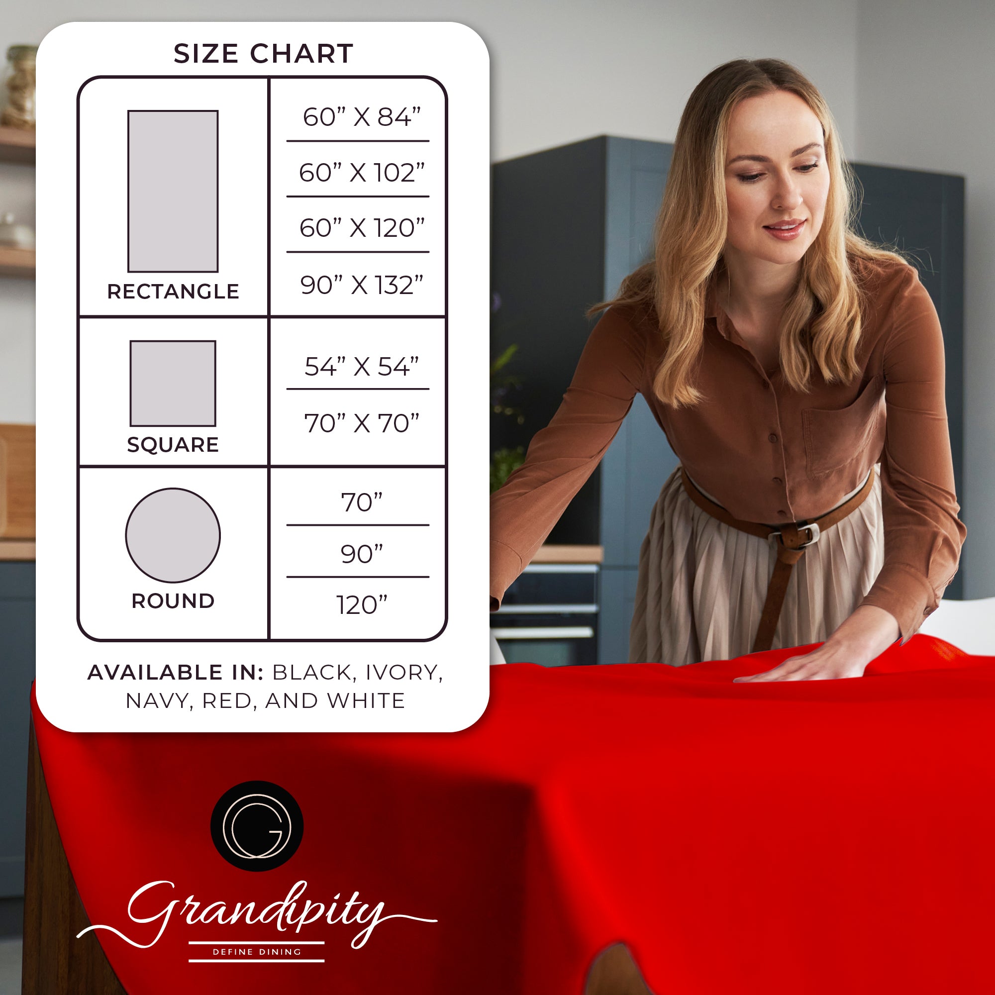 Red Rectangle Polyester Tablecloth