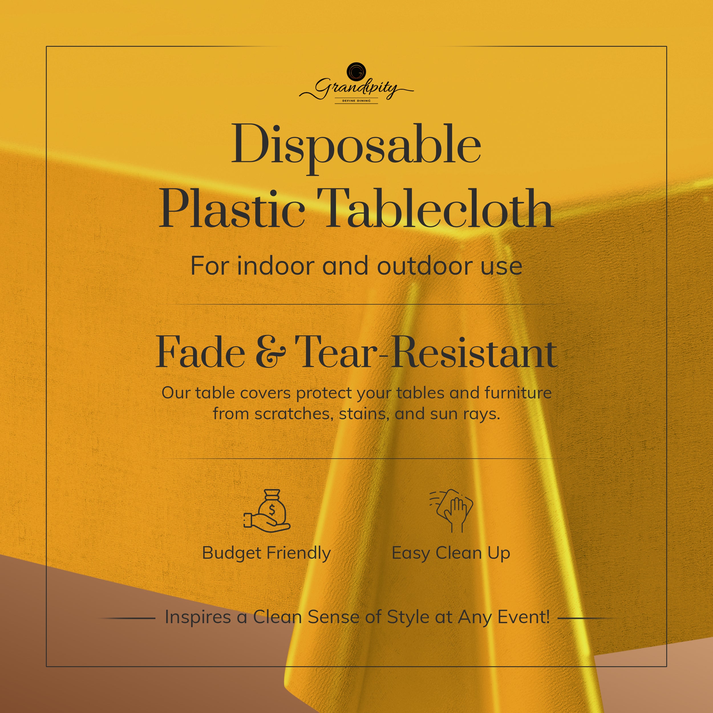 Yellow Premium Rectangle Plastic Table Cover