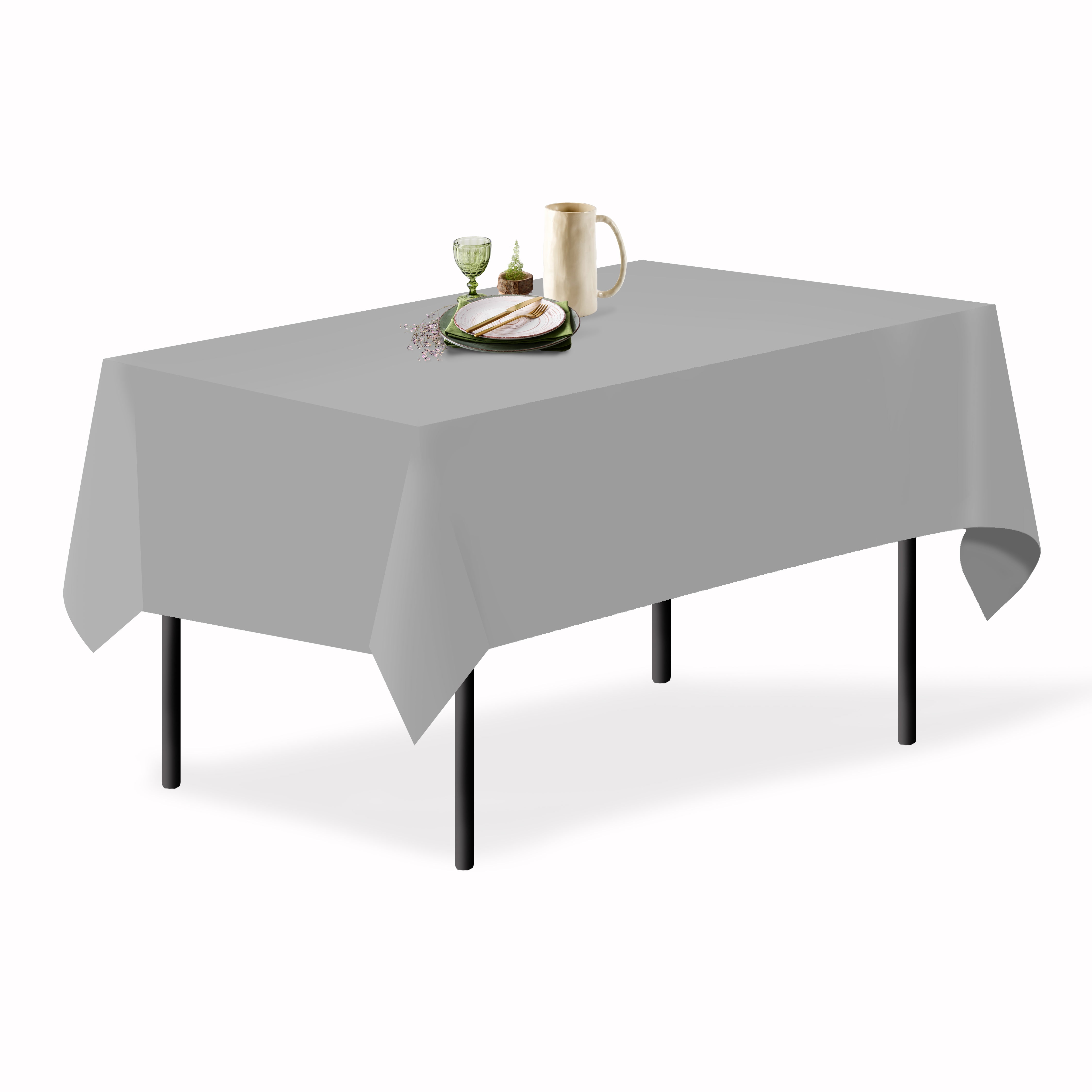 Silver Rectangle Polyester Tablecloth