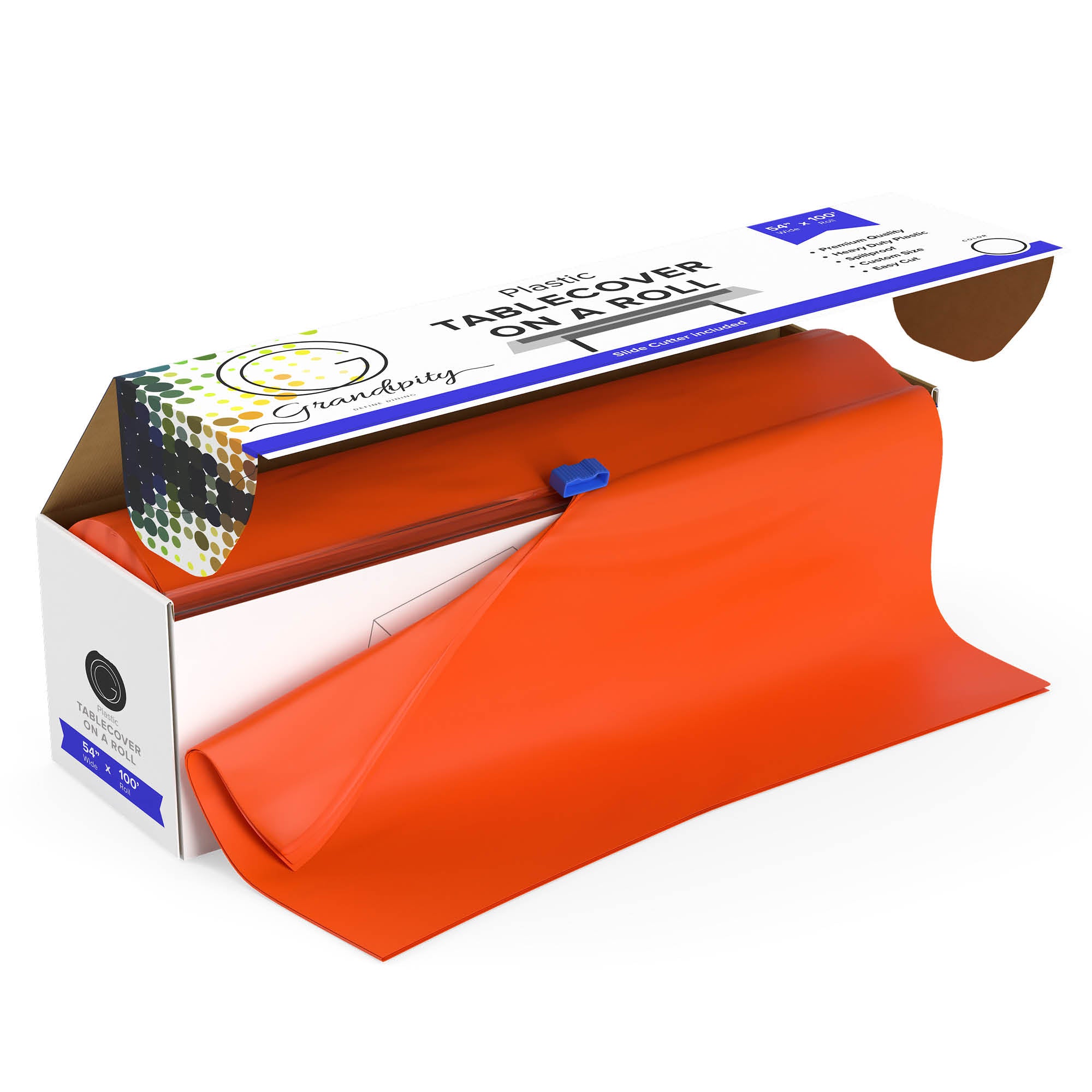 Orange Self-Cutting Plastic Table Cover Roll