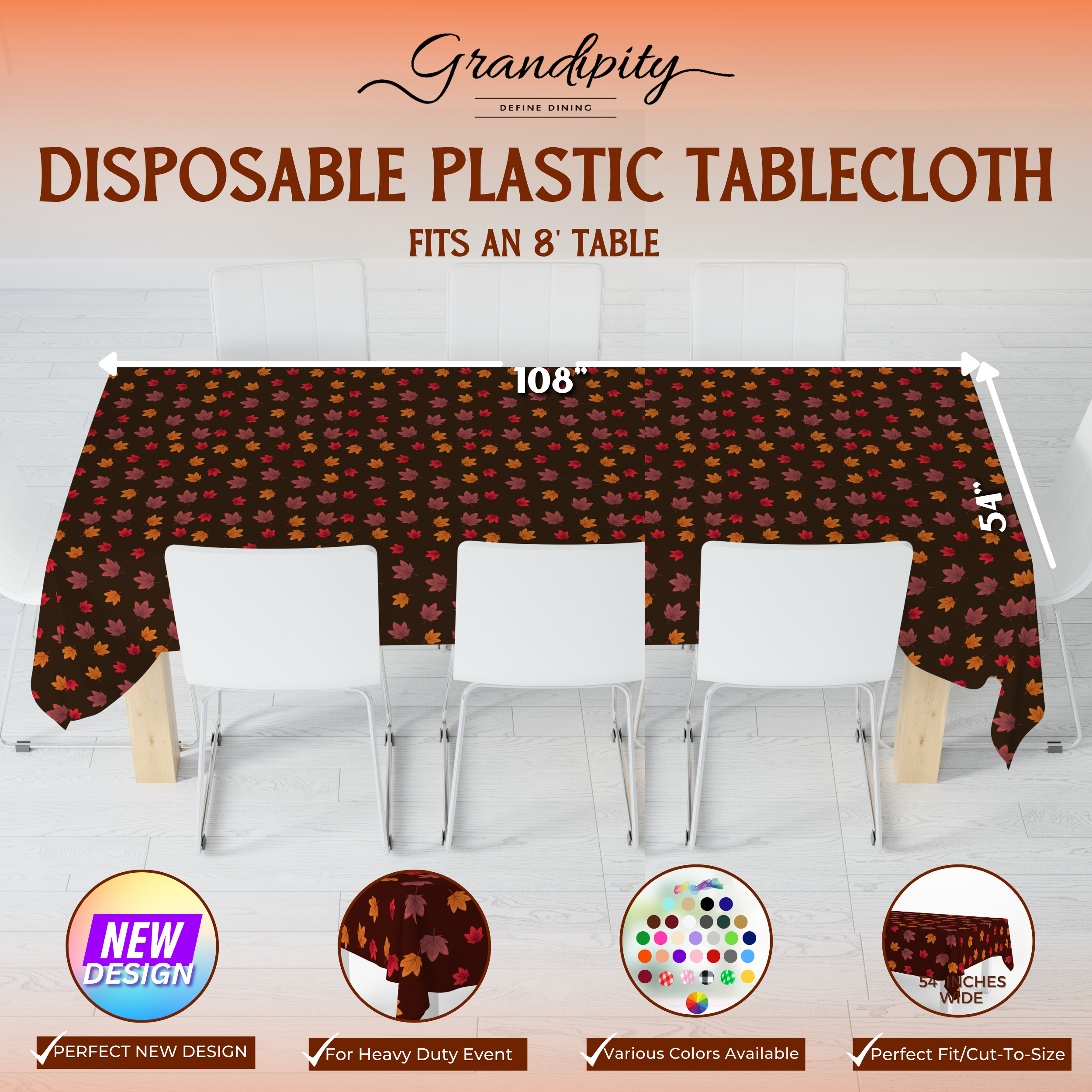 Thanksgiving Brown Premium Rectangle Plastic Table Cover