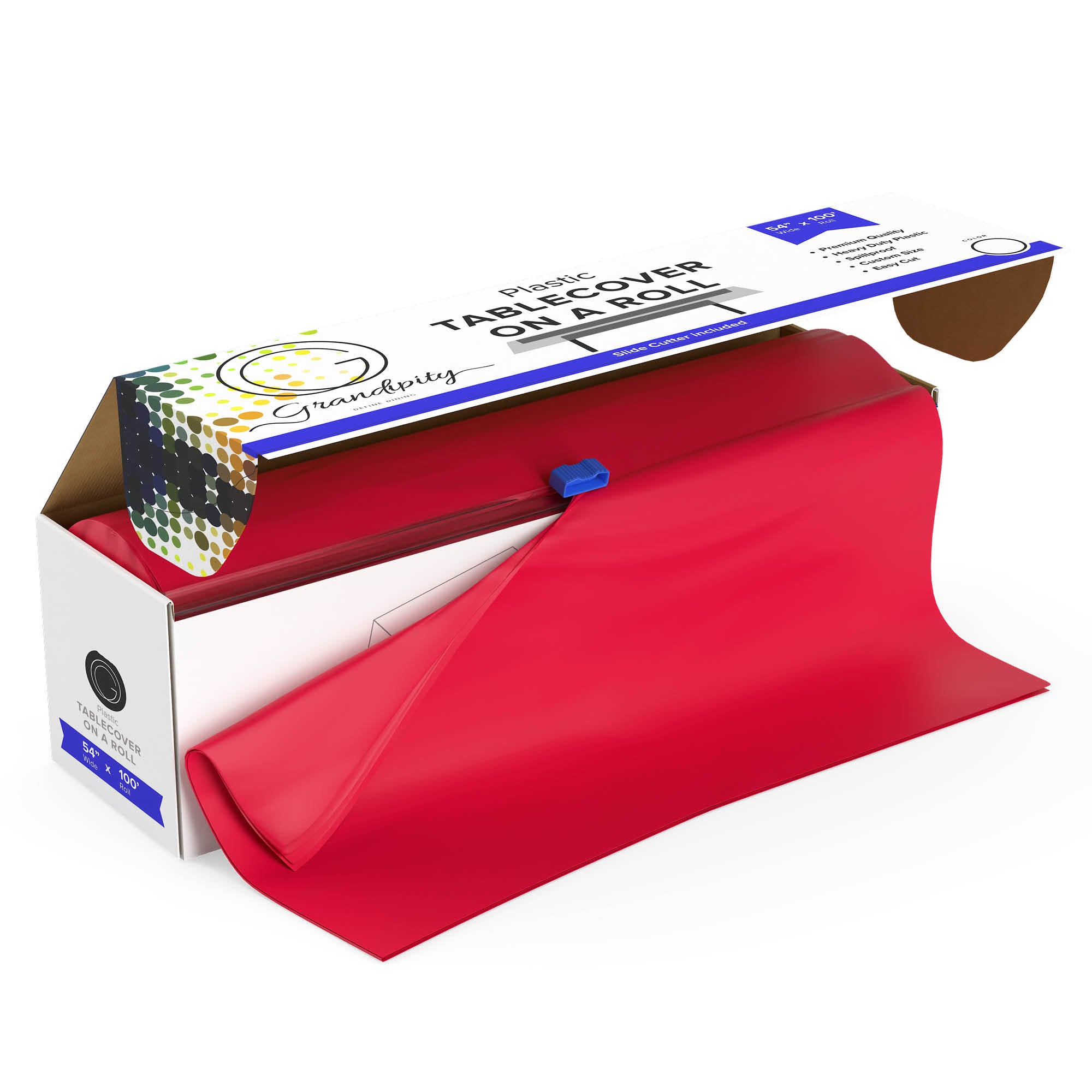 Red Self-Cutting Plastic Table Cover Roll