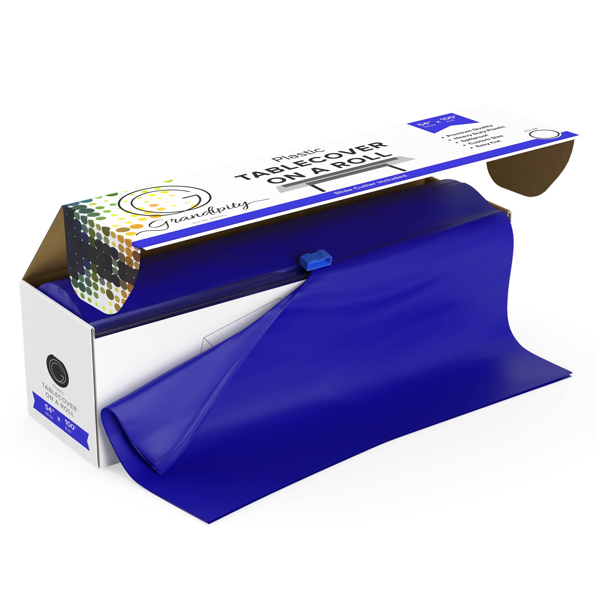 Blue Self-Cutting Plastic Table Cover Roll