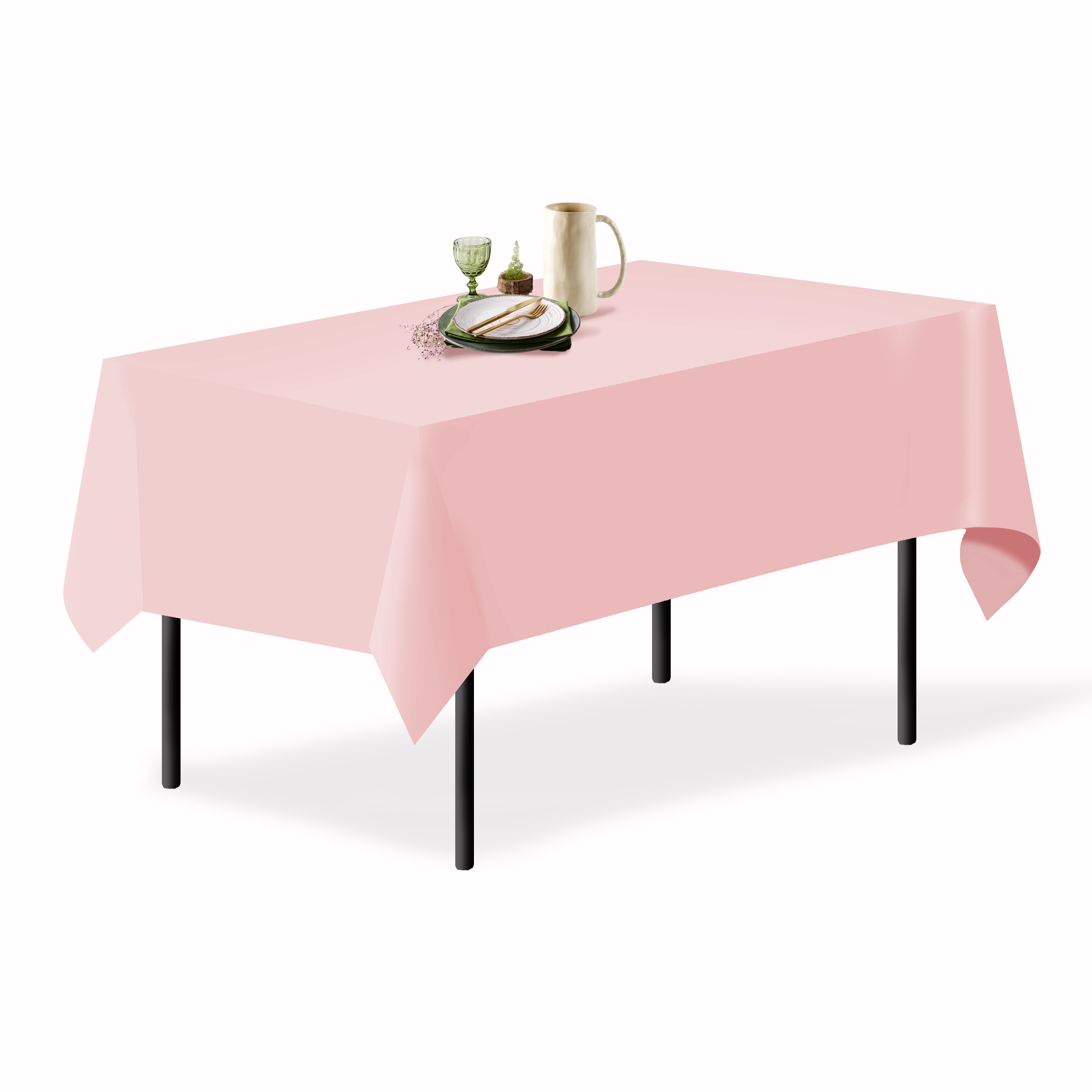 Pink Rectangle Polyester Tablecloth