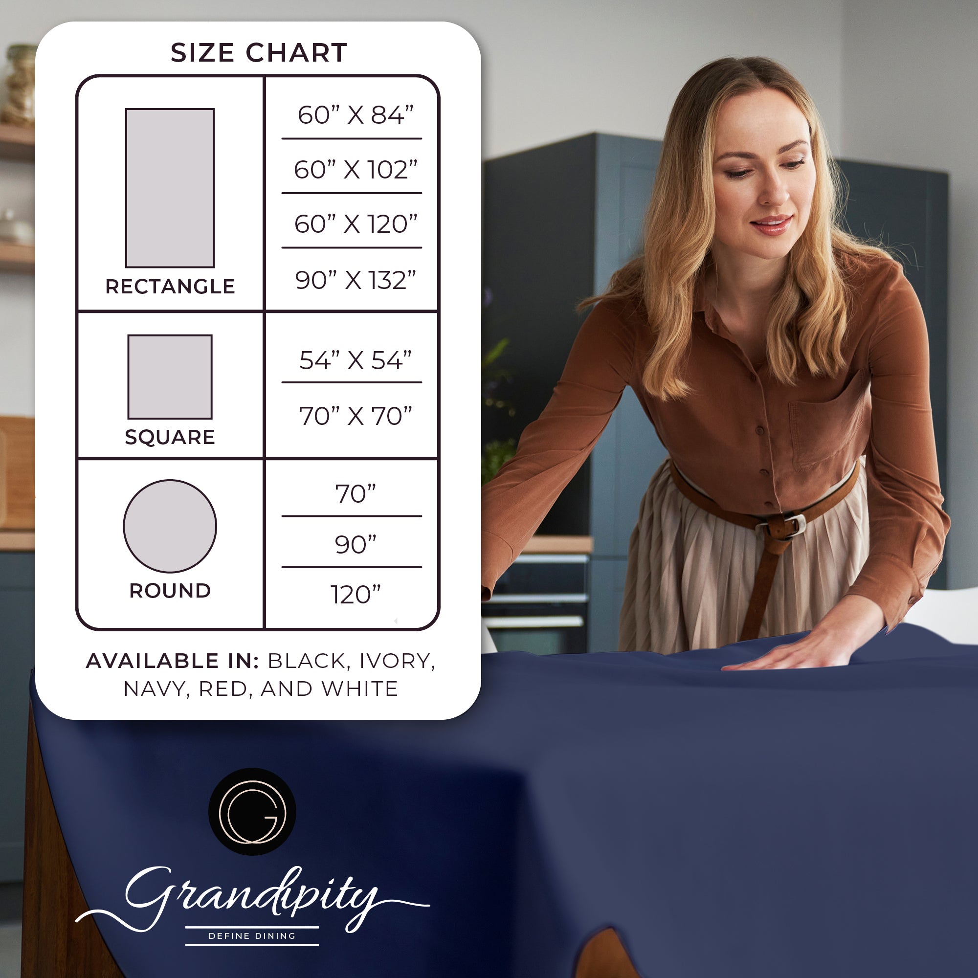 Navy Rectangle Polyester Tablecloth