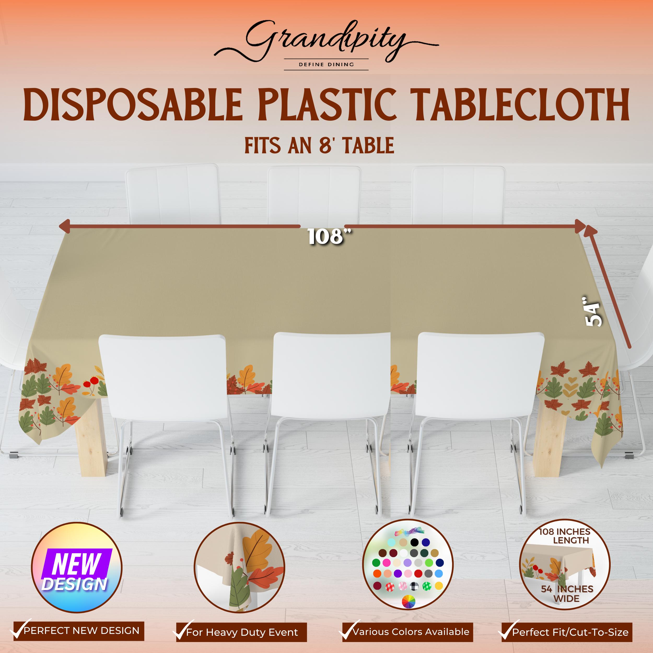 Thanksgiving Beige Premium Rectangle Plastic Table Cover