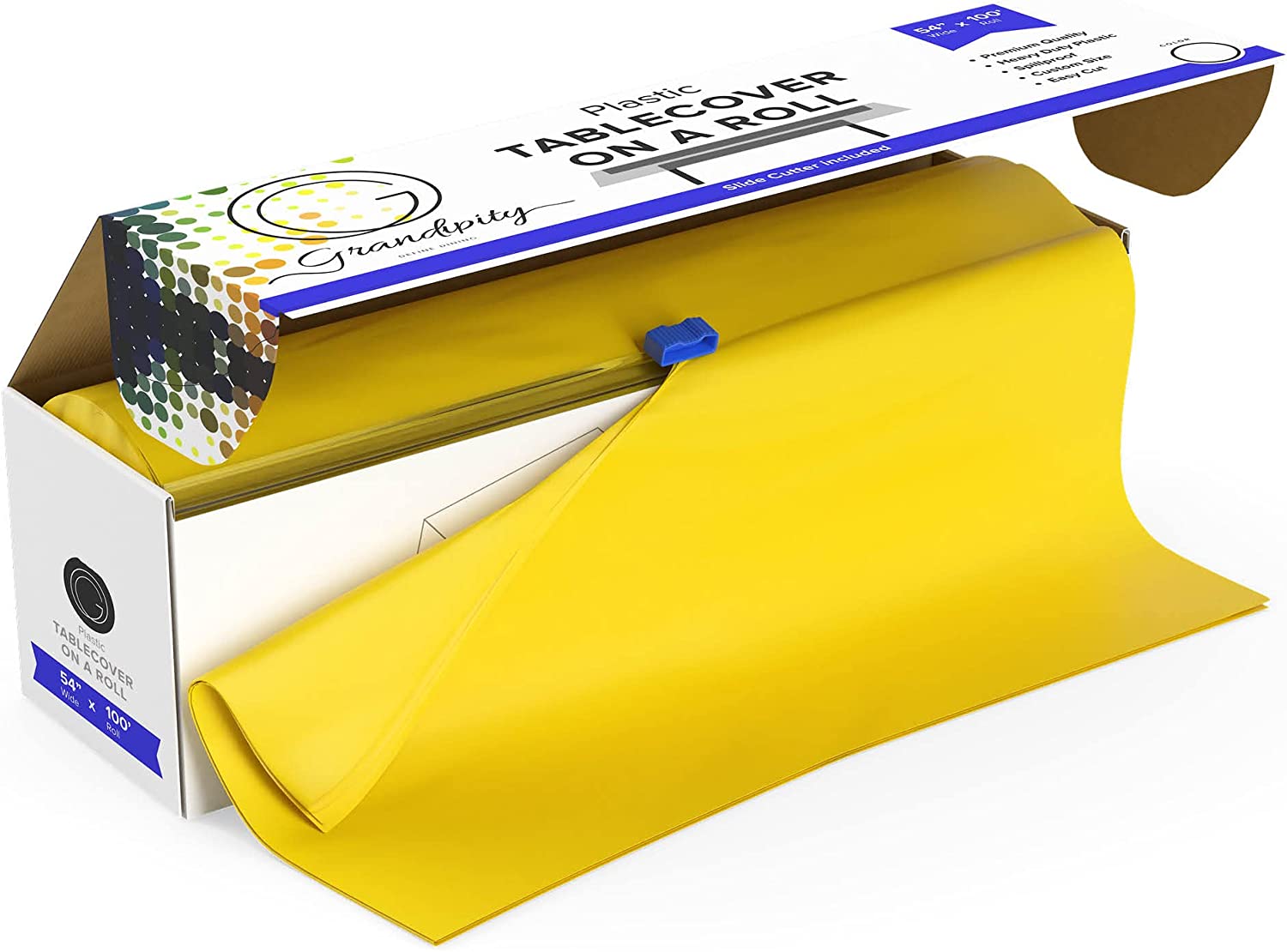 Premium Disposable Plastic Tablecloth Roll with Self Cutter Box