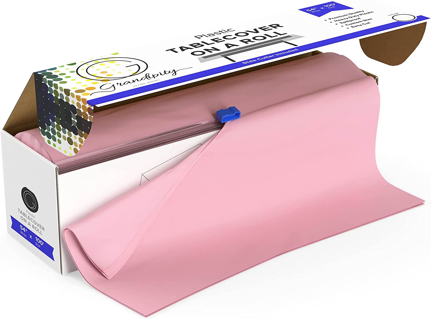 Premium Disposable Plastic Tablecloth Roll with Self Cutter Box