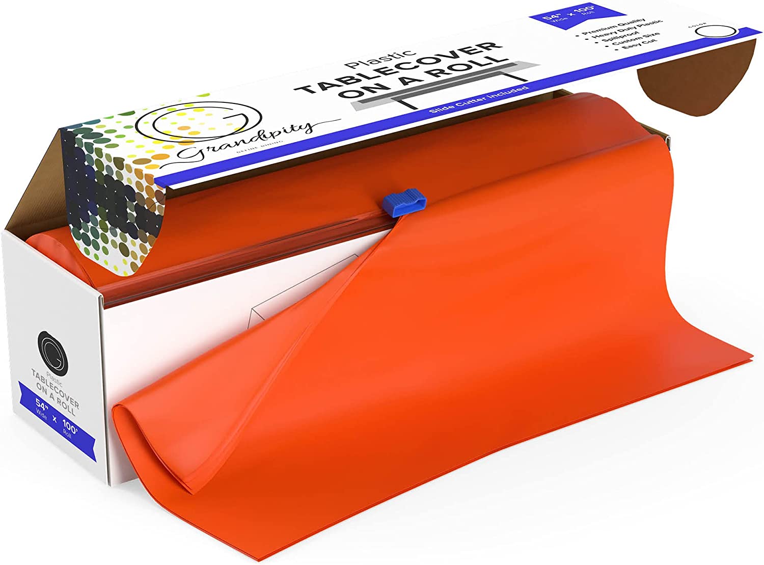 Premium Disposable Plastic Tablecloth Roll with Self Cutter Box