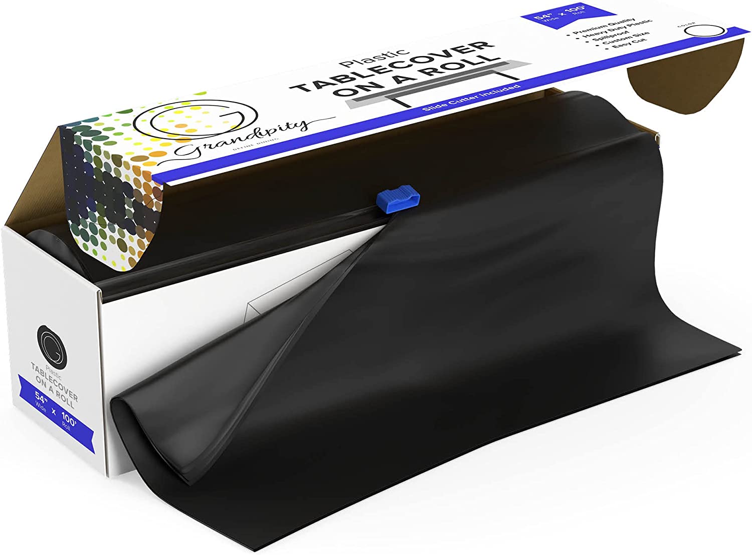 Premium Disposable Plastic Tablecloth Roll with Self Cutter Box
