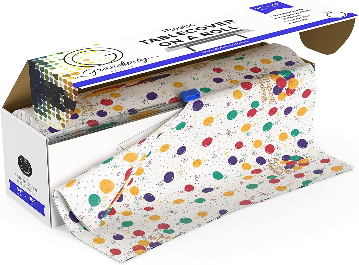 Premium Disposable Plastic Tablecloth Roll with Self Cutter Box