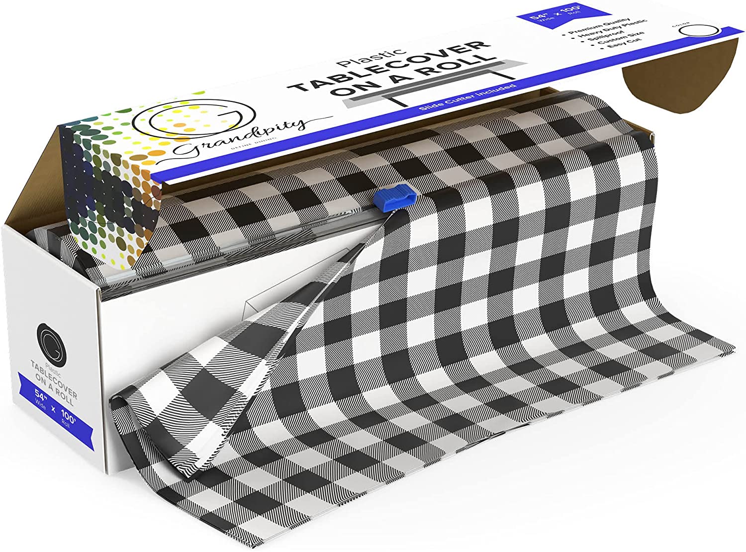 Premium Disposable Plastic Tablecloth Roll with Self Cutter Box