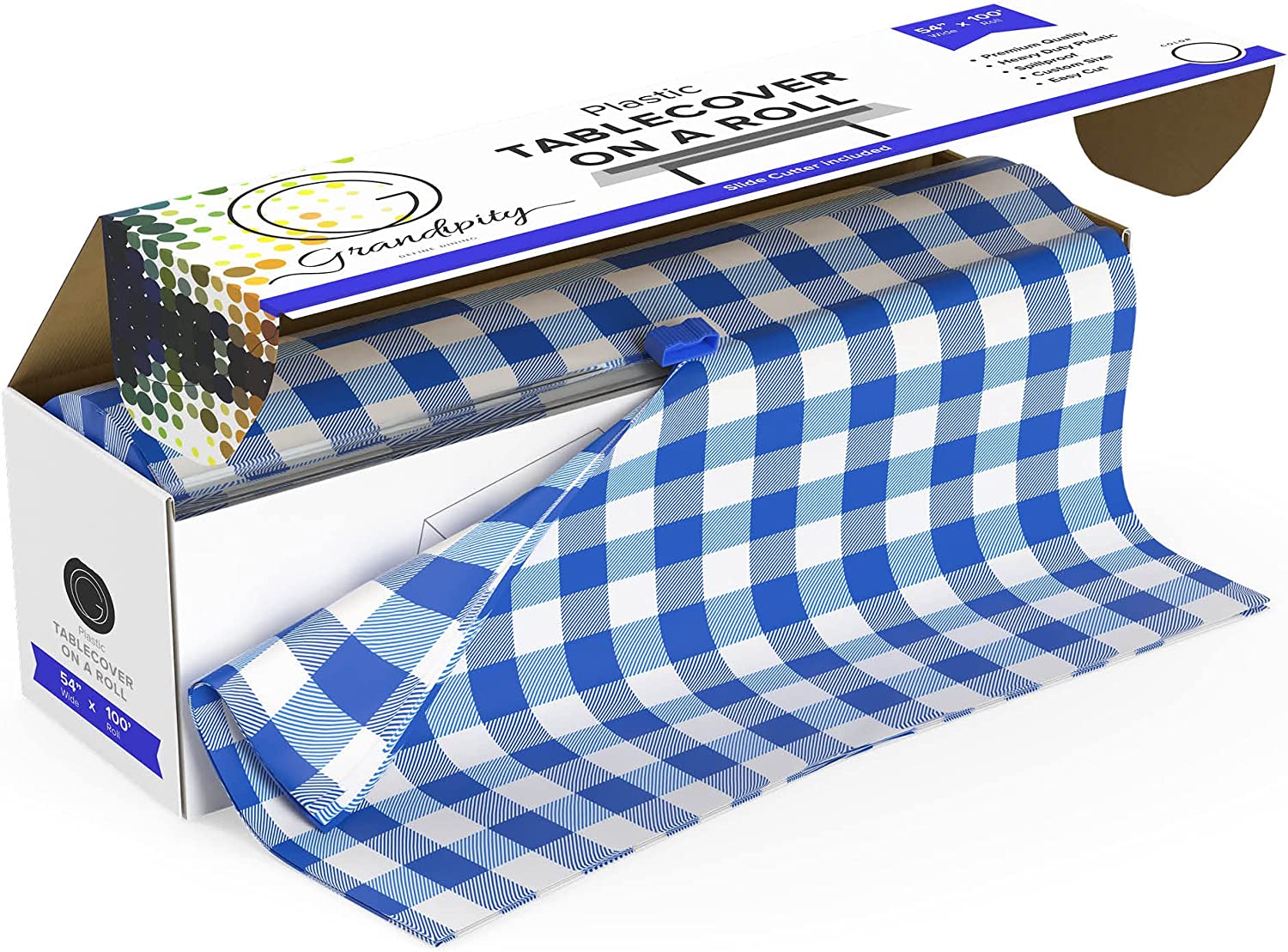 Premium Disposable Plastic Tablecloth Roll with Self Cutter Box