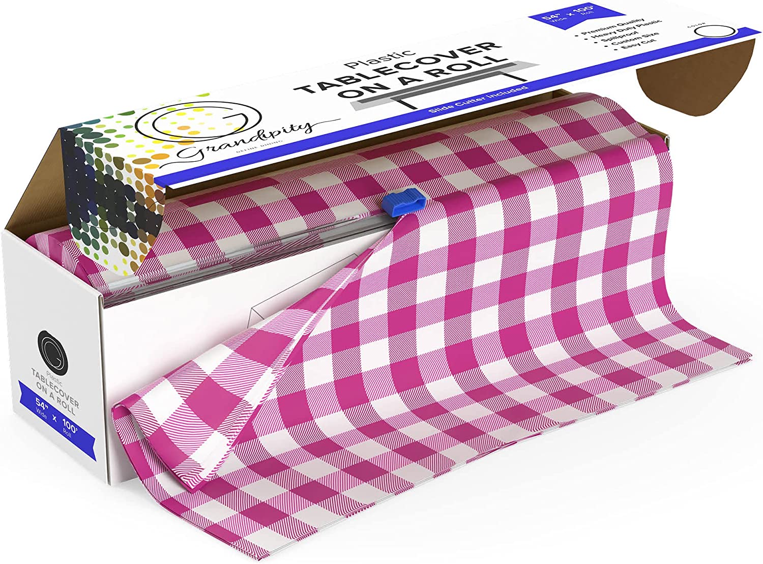 Premium Disposable Plastic Tablecloth Roll with Self Cutter Box