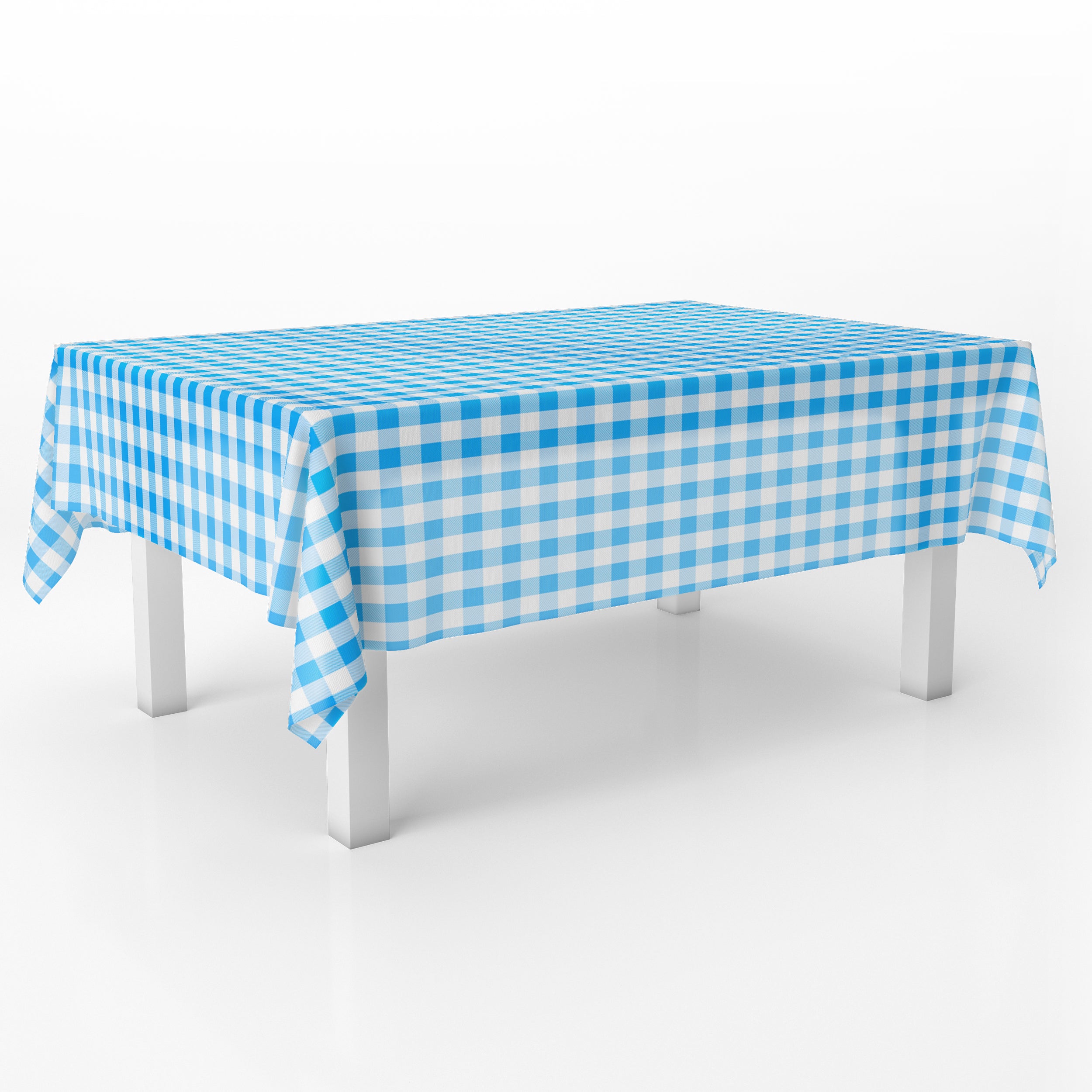 Blue Gingham Checkered Premium Rectangle Plastic Table Cover