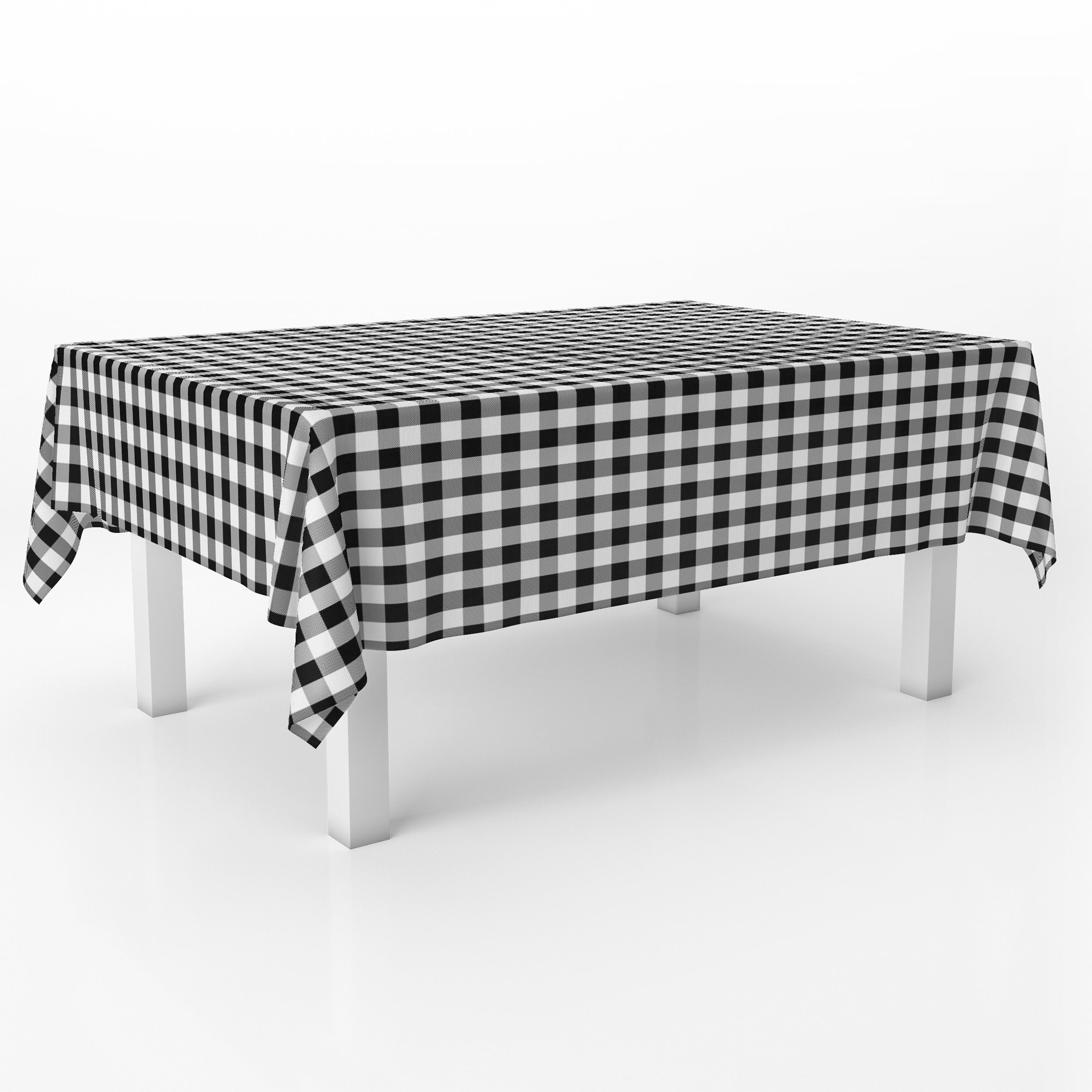 Black Gingham Checkered Premium Rectangle Plastic Table Cover