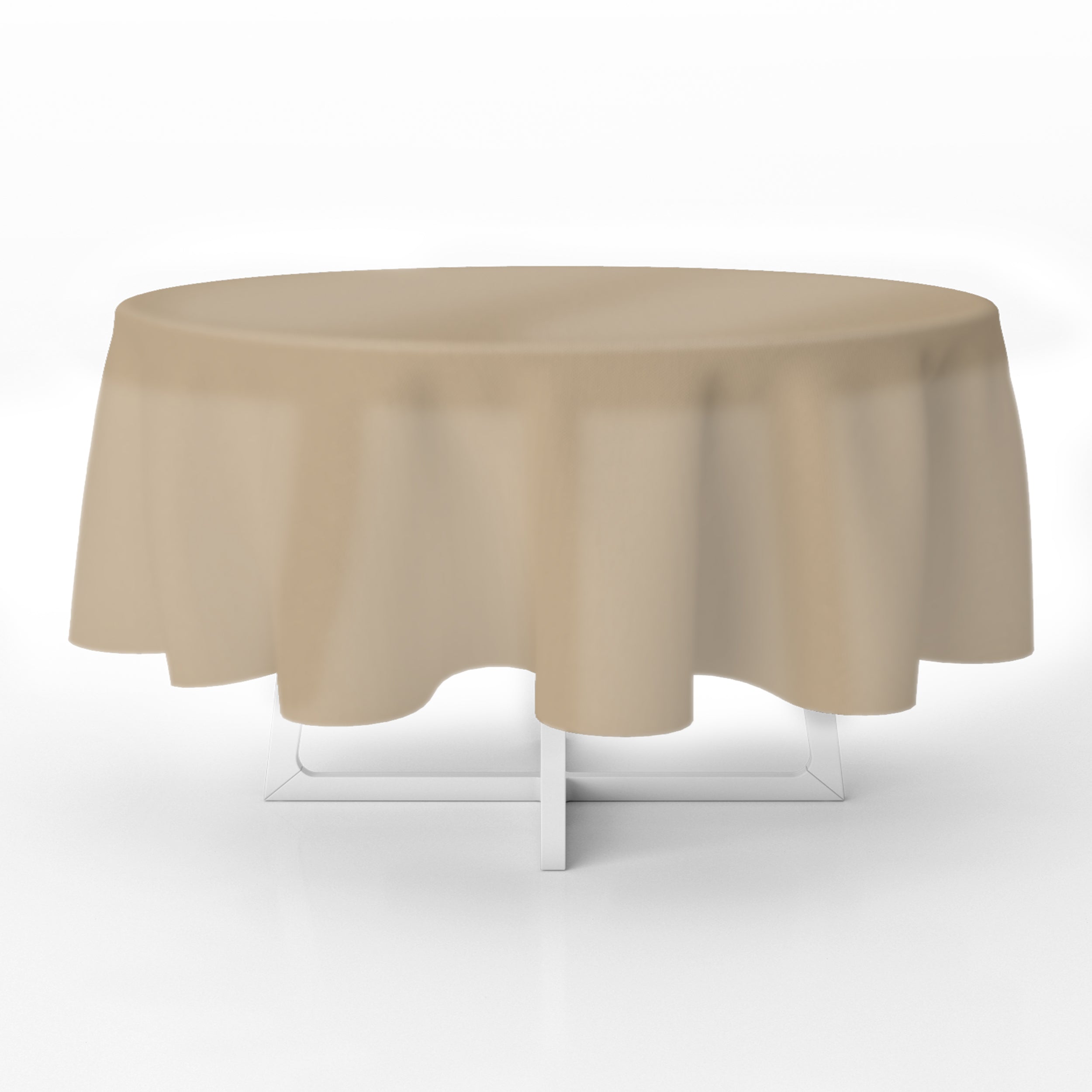Beige Premium Round Plastic Table Cover