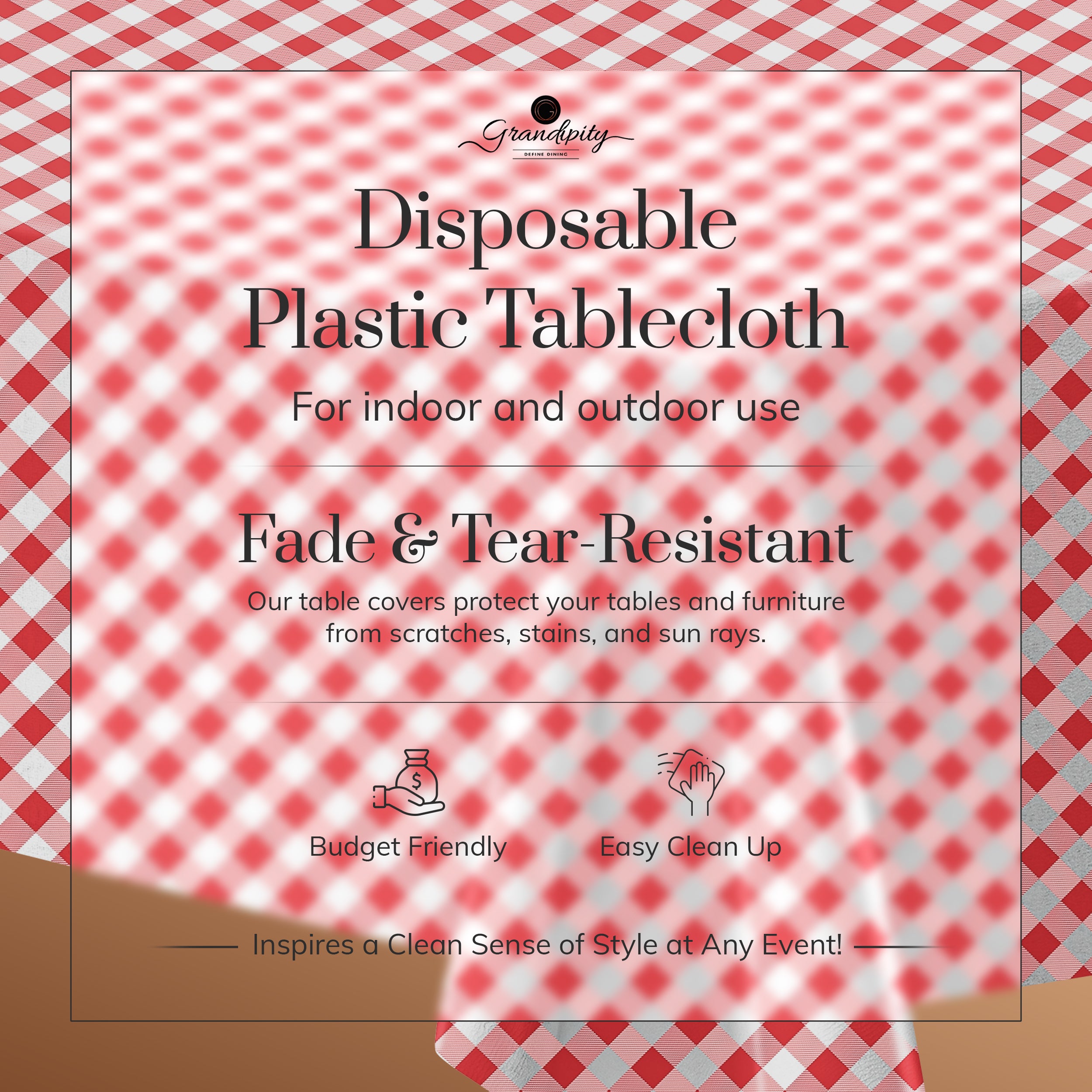 Premium Rectangle Disposable Plastic Table Cover