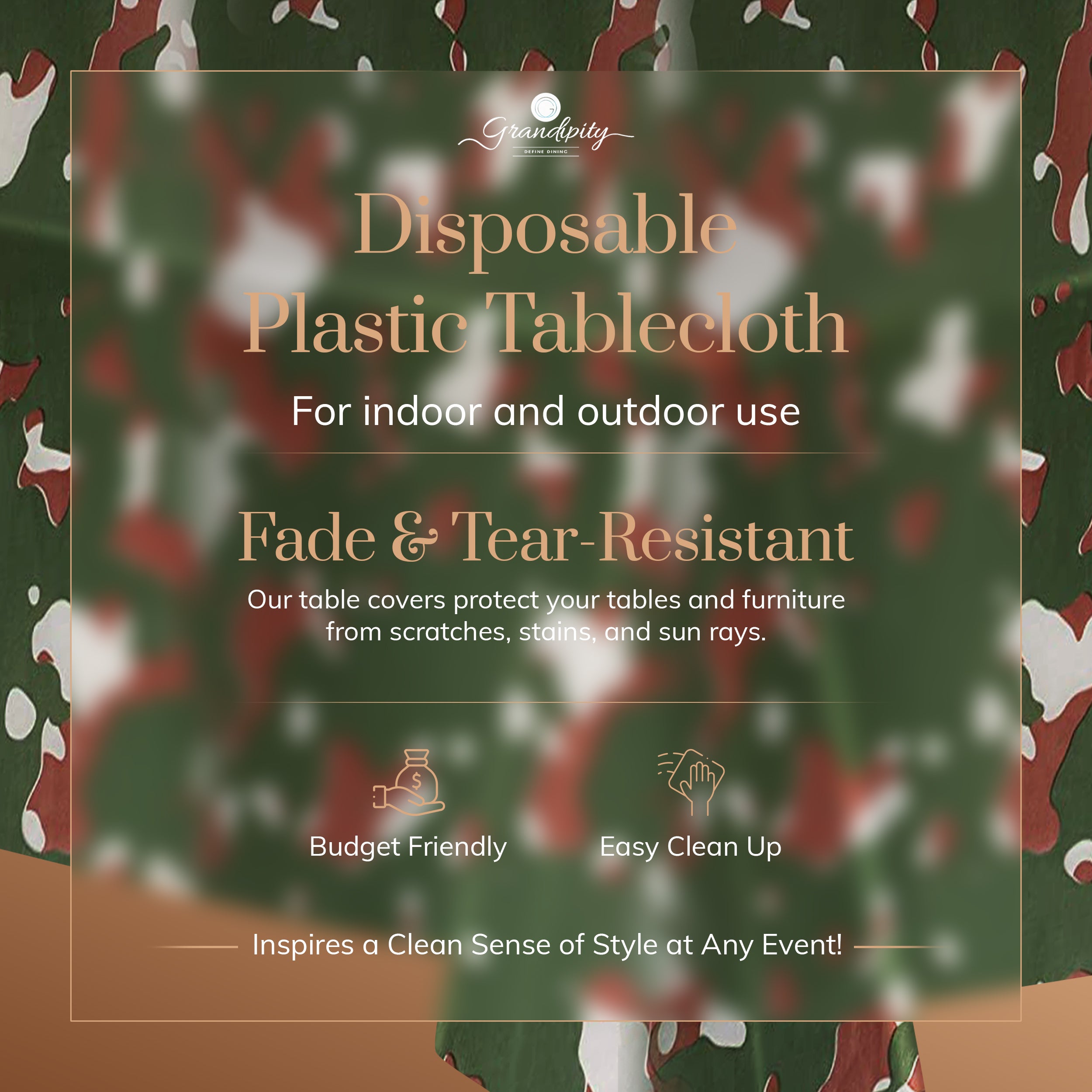 Camouflage Premium Rectangle Plastic Table Cover