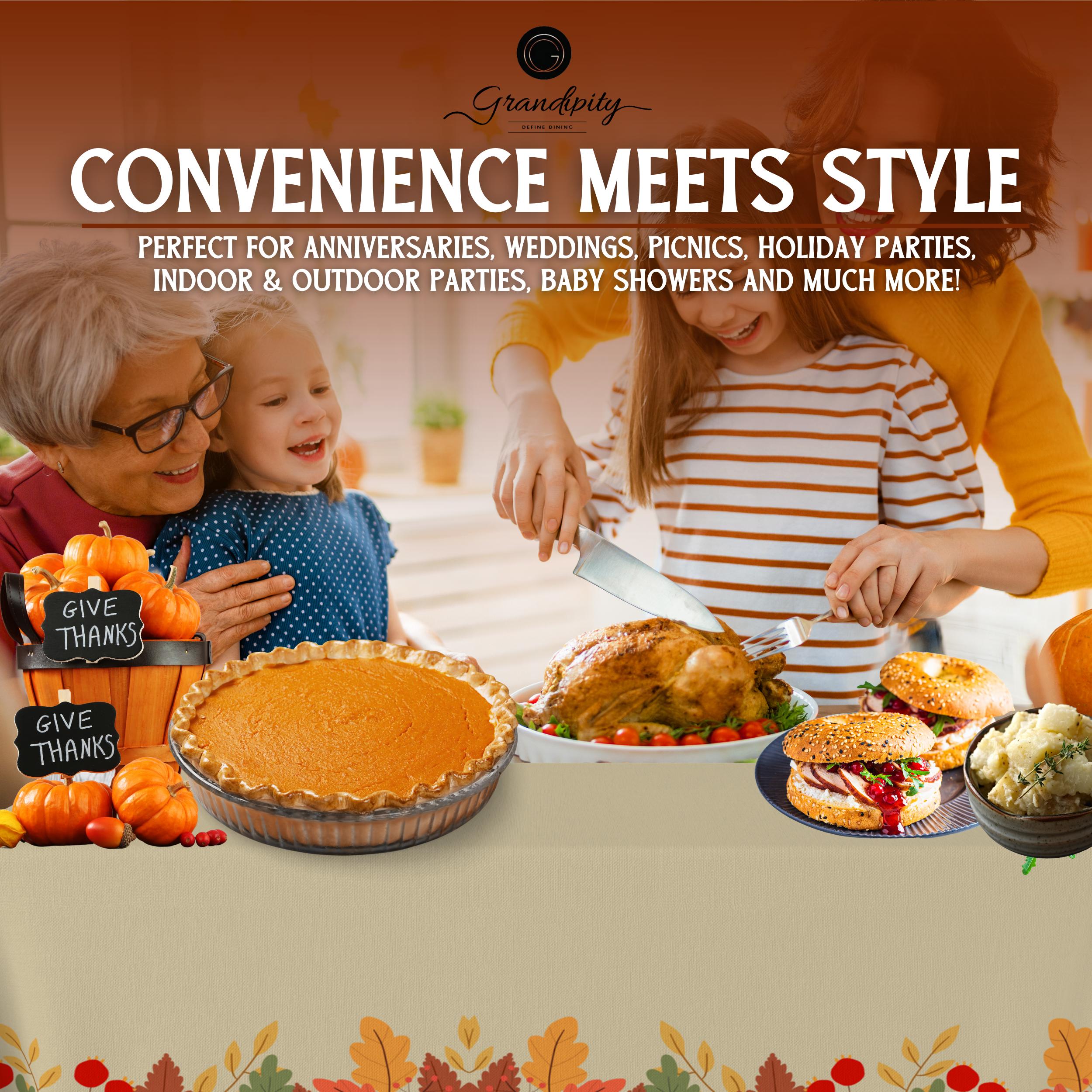 Thanksgiving Beige Premium Rectangle Plastic Table Cover