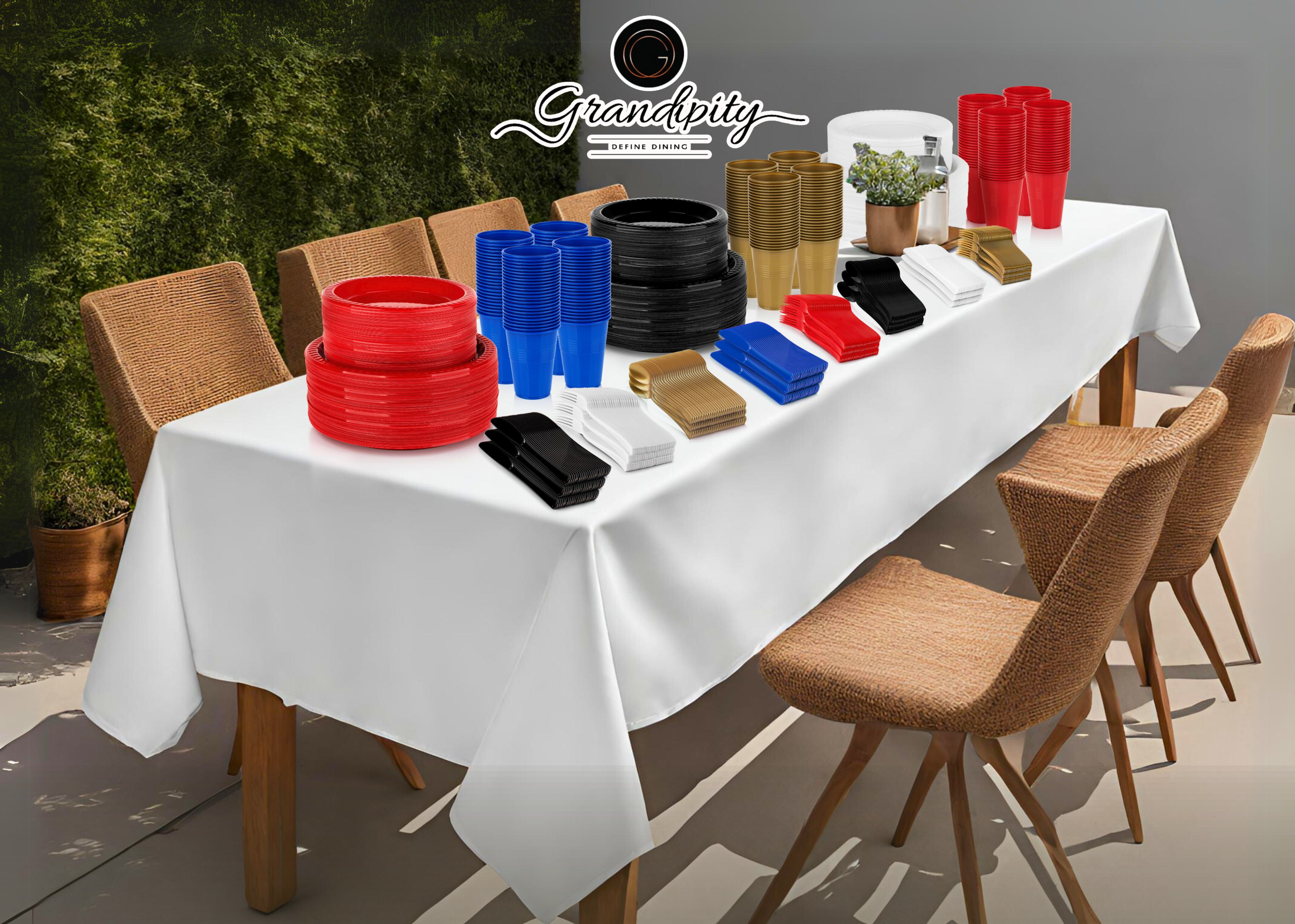 Tablecloth and disposable dinnerware set